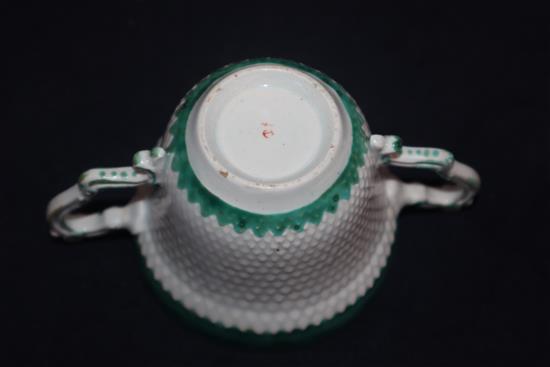 A Bow porcelain two-handled caudle cup and stand